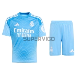 Camiseta de Portero Real Madrid 2025/2026 Azul Niño Kit