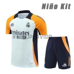 Camiseta de Entrenamiento Real Madrid 2024/2025 Niño Kit Azul Claro/Naranja
