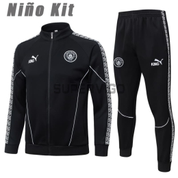Chandal Manchester City 2025/2026 Niño Negro con Estampado en Manga
